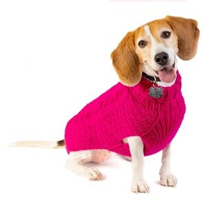 Chilly Dog Cable Knit Wool Dog Sweater, Large